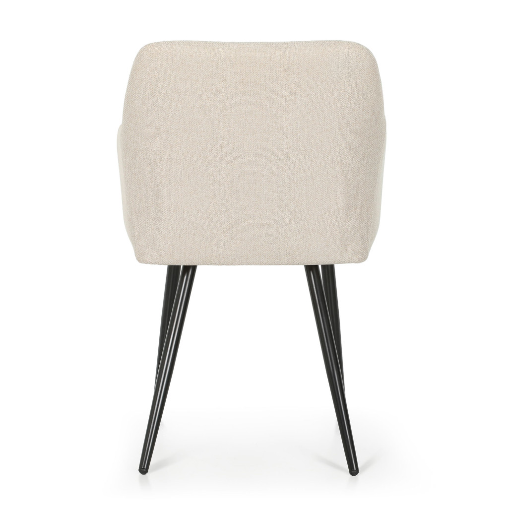 Set 2 scaune dining tapitate cu velur Luxano, cusaturi patrate, 54x58x82 cm, bej - imagine 6