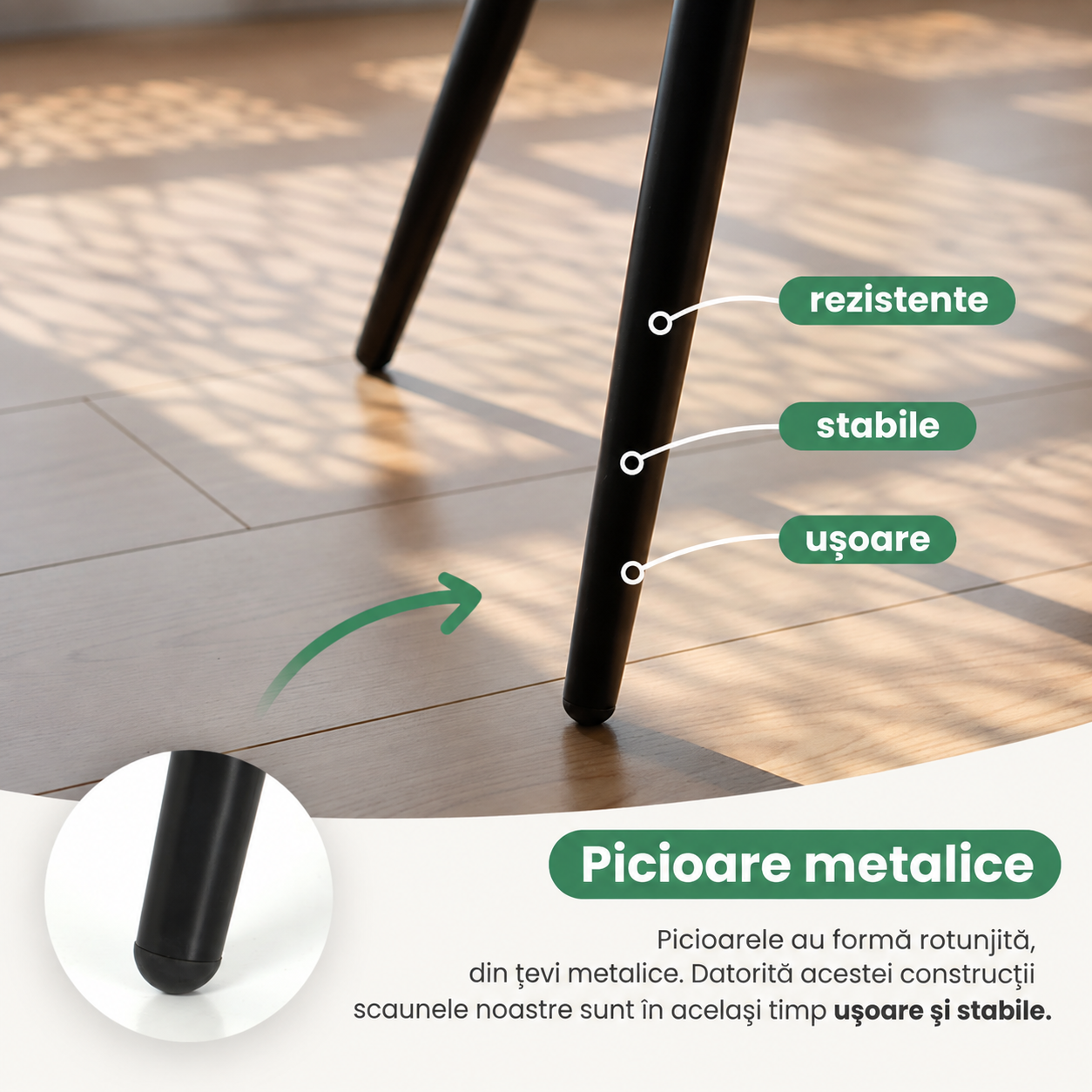 Set 2 scaune dining tapitate cu velur Luxano, cusaturi patrate, 54x58x82 cm, gri deschis - imagine 3