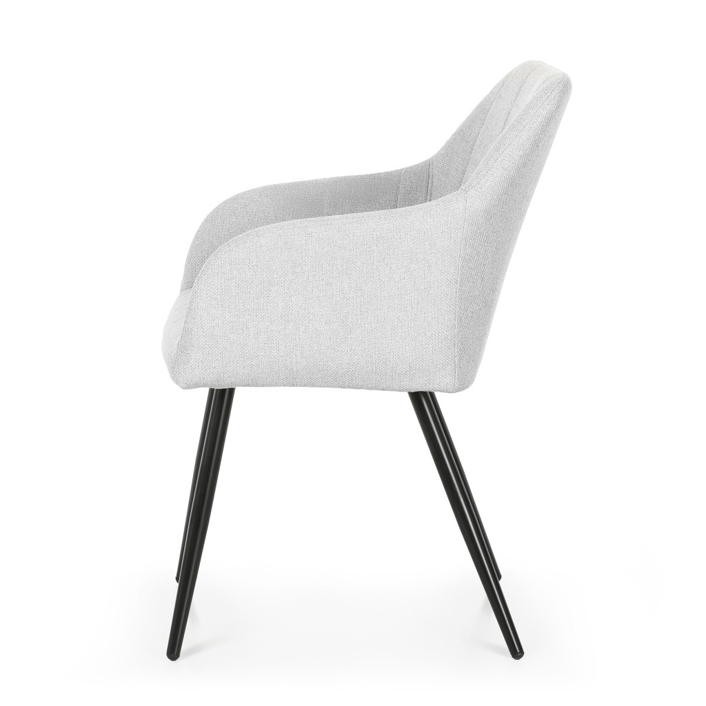 Set 2 scaune dining tapitate cu velur Luxano, cusaturi patrate, 54x58x82 cm, gri deschis - imagine 4