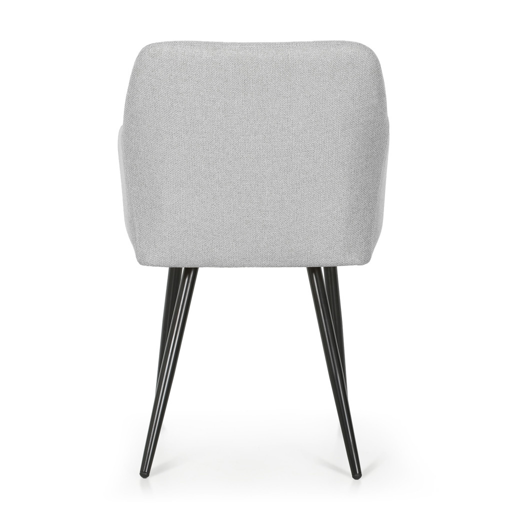 Set 2 scaune dining tapitate cu velur Luxano, cusaturi patrate, 54x58x82 cm, gri deschis - imagine 6