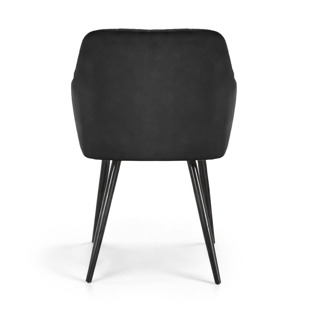 Set 2 scaune dining tapitate Velto, catifea, matlasate cu romburi, 52x58x82 cm, maxim 120 kg, negru - imagine 6