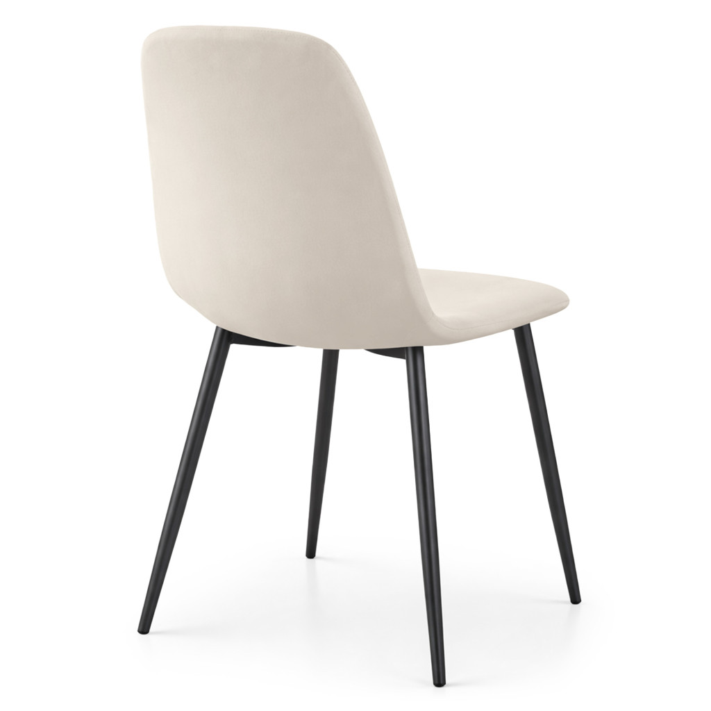 Set 4 scaune tapitate din catifea LUMO, 46x44x87 cm, sezut matlasat, picioare metalice, maxim 130 kg, bej - imagine 6