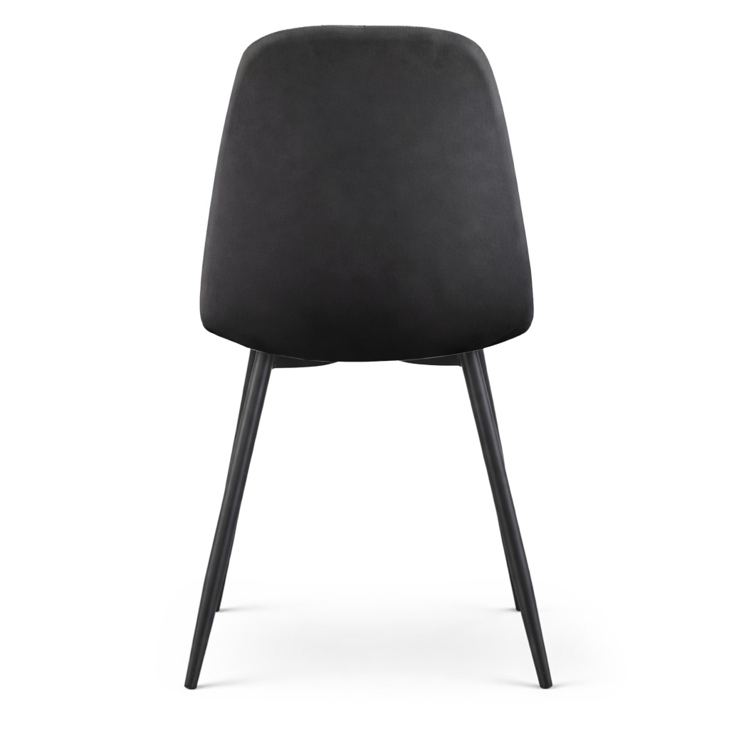 Set 4 scaune tapitate din catifea LUMO, 46x44x87 cm, sezut matlasat, picioare metalice, maxim 130 kg, negru - imagine 2