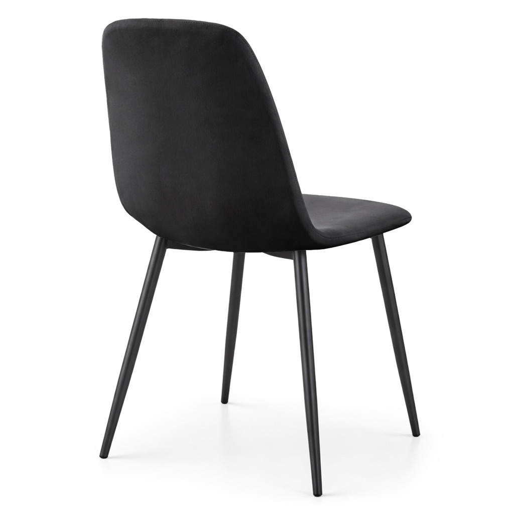 Set 4 scaune tapitate din catifea LUMO, 46x44x87 cm, sezut matlasat, picioare metalice, maxim 130 kg, negru - imagine 4