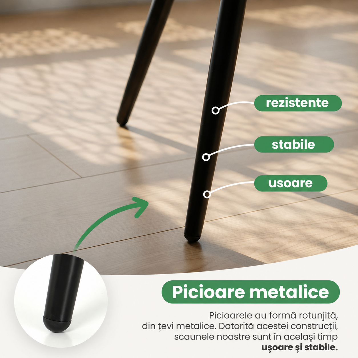 Set 4 scaune tapitate din catifea LUMO, 46x44x87 cm, sezut matlasat, picioare metalice, maxim 130 kg, negru - imagine 9