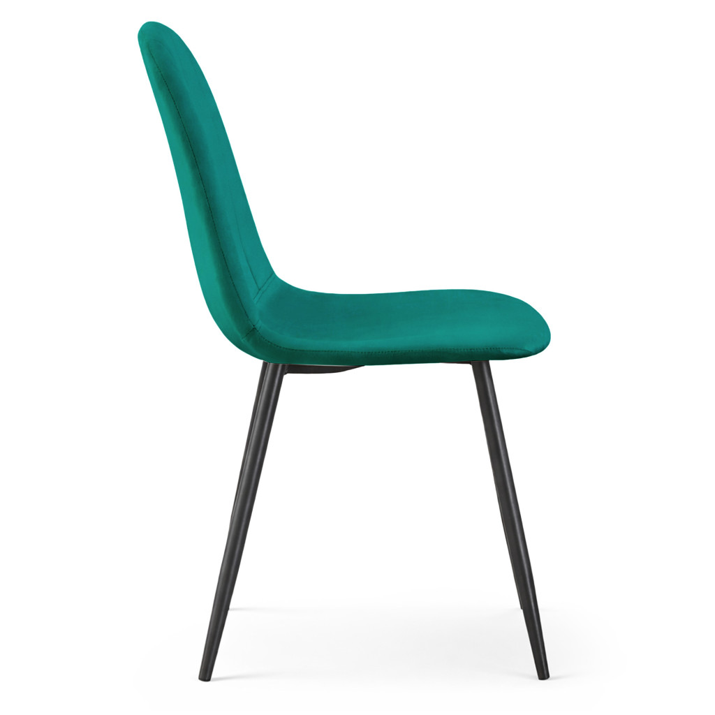 Set 4 scaune tapitate din catifea LUMO, 46x44x87 cm, sezut matlasat, picioare metalice, maxim 130 kg, verde - imagine 2