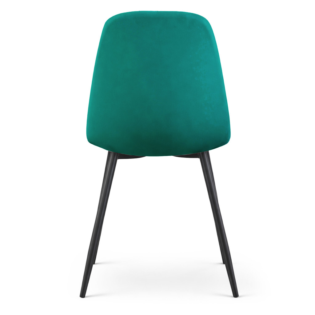 Set 4 scaune tapitate din catifea LUMO, 46x44x87 cm, sezut matlasat, picioare metalice, maxim 130 kg, verde - imagine 4