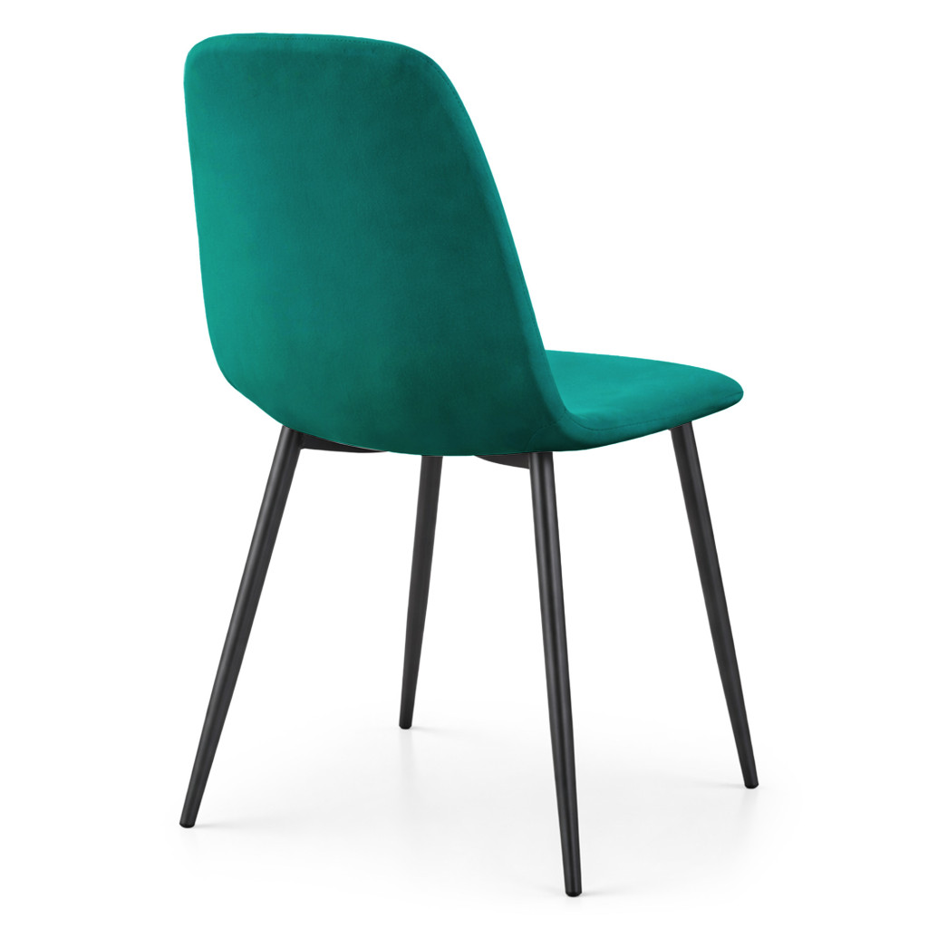 Set 4 scaune tapitate din catifea LUMO, 46x44x87 cm, sezut matlasat, picioare metalice, maxim 130 kg, verde - imagine 6
