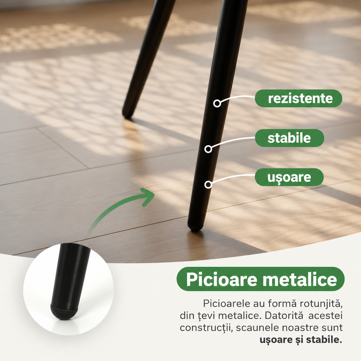 Set 4 scaune tapitate din catifea LUMO, 46x44x87 cm, sezut matlasat, picioare metalice, maxim 130 kg, verde - imagine 7