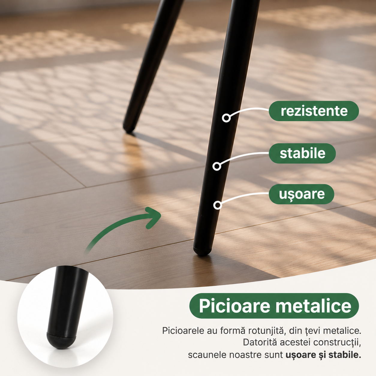 Set 4 scaune dining tapitate Nero din catifea, sezut matlasat, picioare metalice, 46x44x87 cm, maxim 130 kg, negru - imagine 2