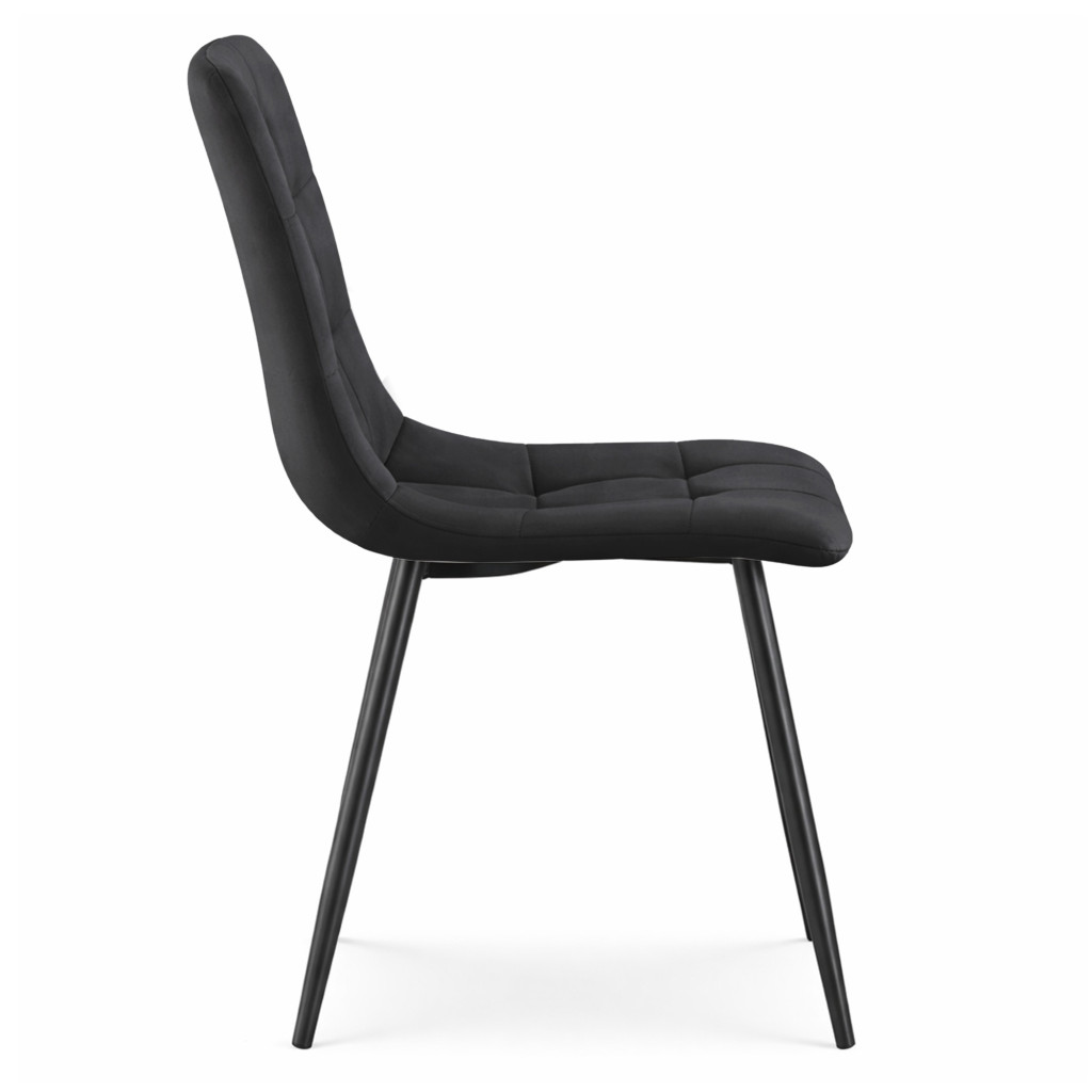 Set 4 scaune dining tapitate Nero din catifea, sezut matlasat, picioare metalice, 46x44x87 cm, maxim 130 kg, negru - imagine 3