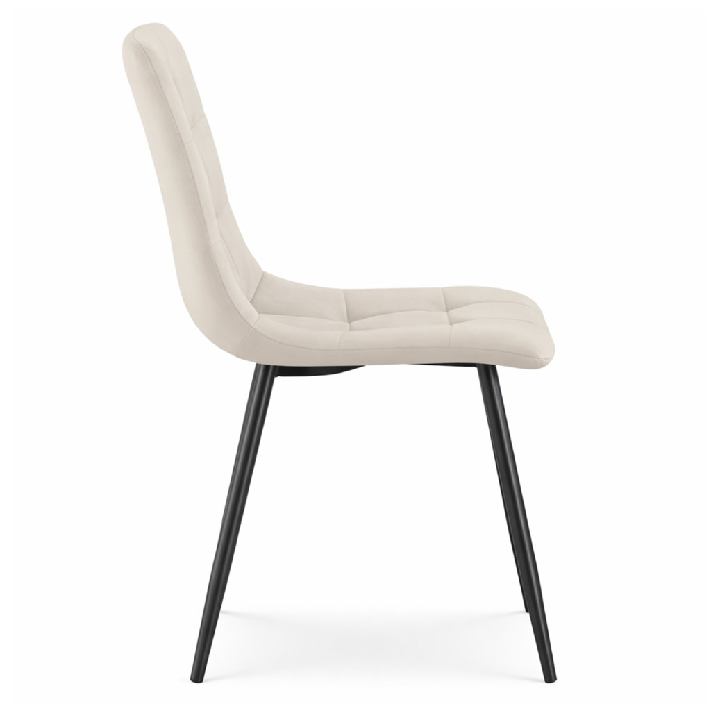 Set 4 scaune dining tapitate Nero din catifea, sezut matlasat, picioare metalice, 46x44x87 cm, maxim 130 kg, bej - imagine 2