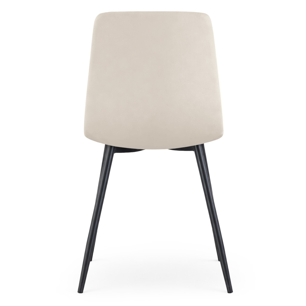 Set 4 scaune dining tapitate Nero din catifea, sezut matlasat, picioare metalice, 46x44x87 cm, maxim 130 kg, bej - imagine 4