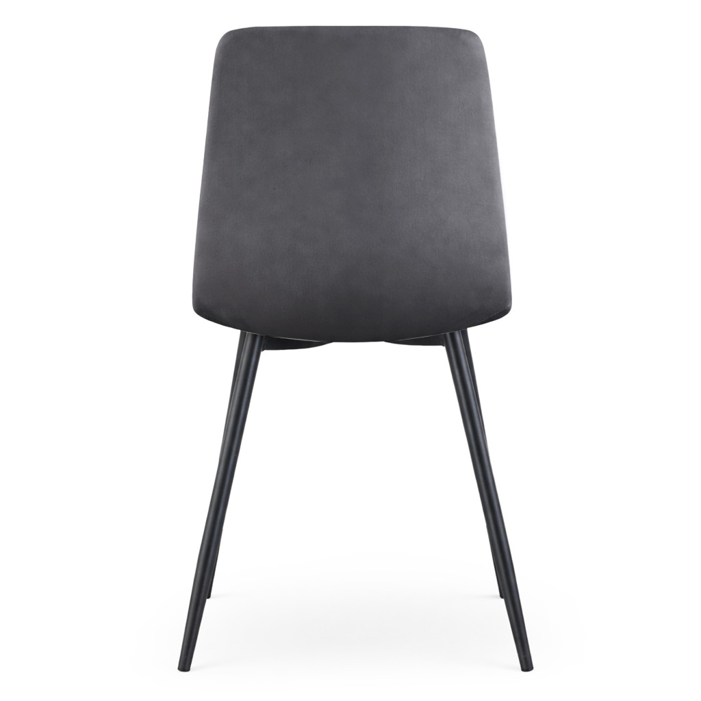 Set 4 scaune tapitate din catifea Milo, sezut matlasat, picioare metalice, 46x44x87 cm, maxim 130 kg, gri grafit - imagine 3