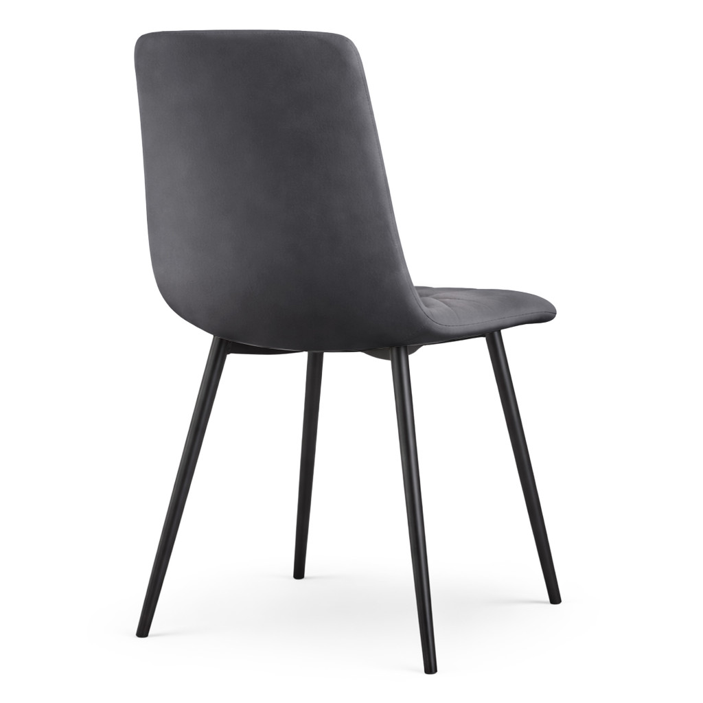 Set 4 scaune tapitate din catifea Milo, sezut matlasat, picioare metalice, 46x44x87 cm, maxim 130 kg, gri grafit - imagine 4