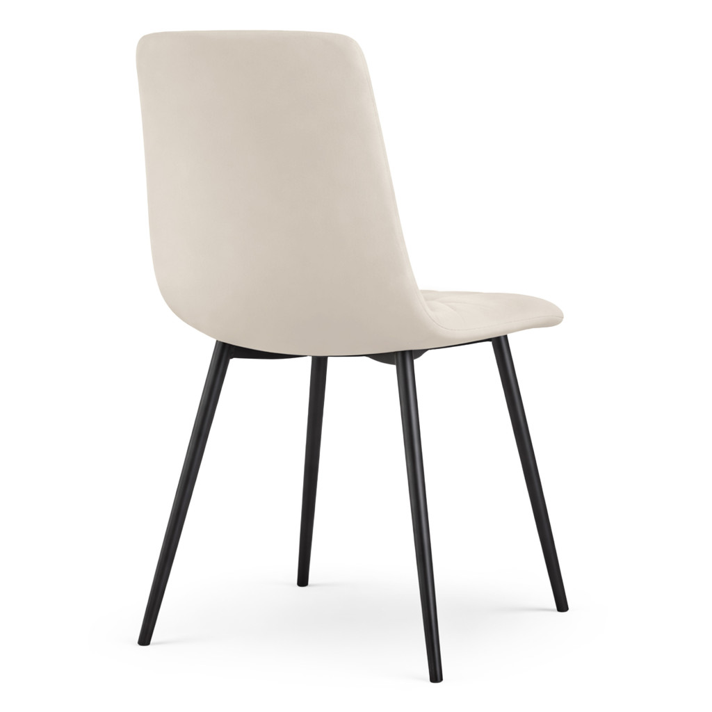 Set 4 scaune tapitate din catifea Milo, sezut matlasat, picioare metalice, 46x44x87 cm, maxim 130 kg, bej - imagine 6