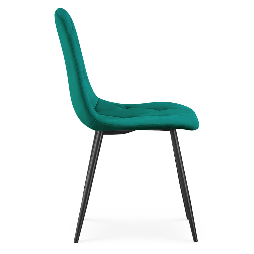 Set 4 scaune tapitate din catifea Milo, sezut matlasat, picioare metalice, 46x44x87 cm, maxim 130 kg, verde - imagine 2