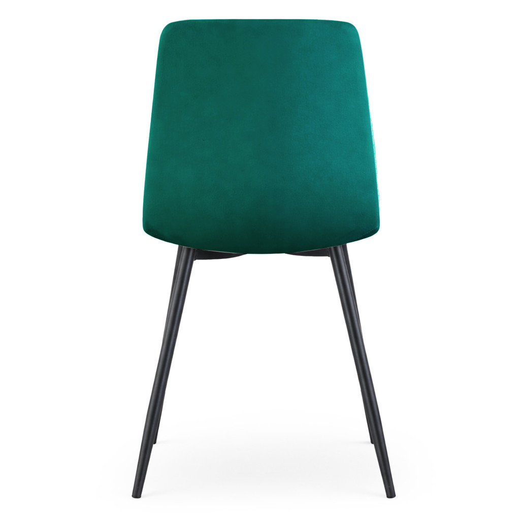 Set 4 scaune tapitate din catifea Milo, sezut matlasat, picioare metalice, 46x44x87 cm, maxim 130 kg, verde - imagine 4