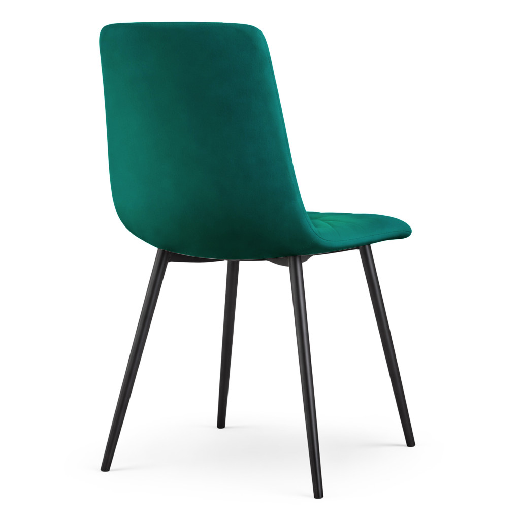 Set 4 scaune tapitate din catifea Milo, sezut matlasat, picioare metalice, 46x44x87 cm, maxim 130 kg, verde - imagine 6