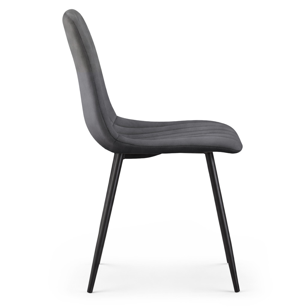 Set 4 scaune dining tapitate din catifea, capitonate Livo, 46x44x87 cm, maxim 130 kg, gri inchis - imagine 2