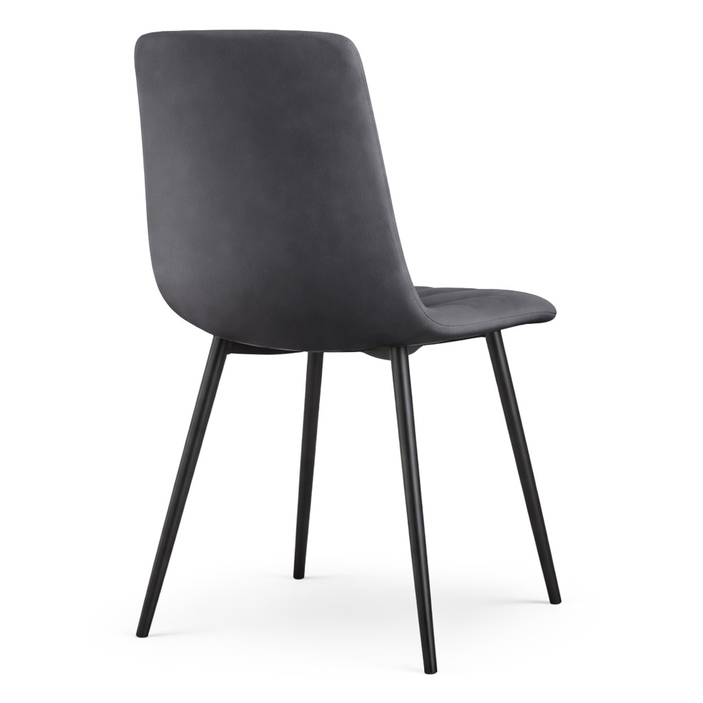 Set 4 scaune dining tapitate din catifea, capitonate Livo, 46x44x87 cm, maxim 130 kg, gri inchis - imagine 6