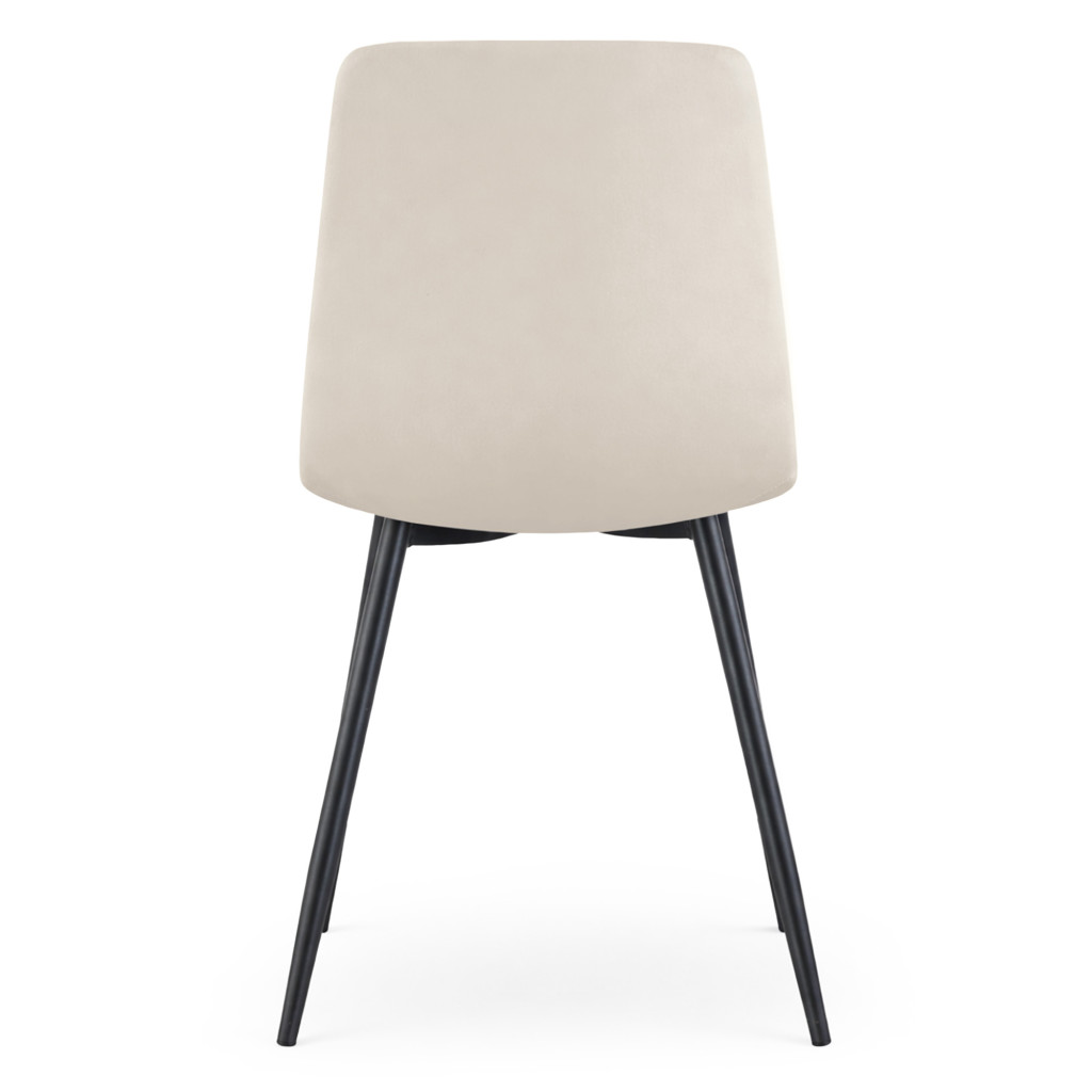 Set 4 scaune dining tapitate din catifea, capitonate Livo, 46x44x87 cm, maxim 130 kg, bej - imagine 3