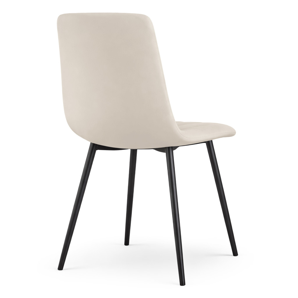 Set 4 scaune dining tapitate din catifea, capitonate Livo, 46x44x87 cm, maxim 130 kg, bej - imagine 5