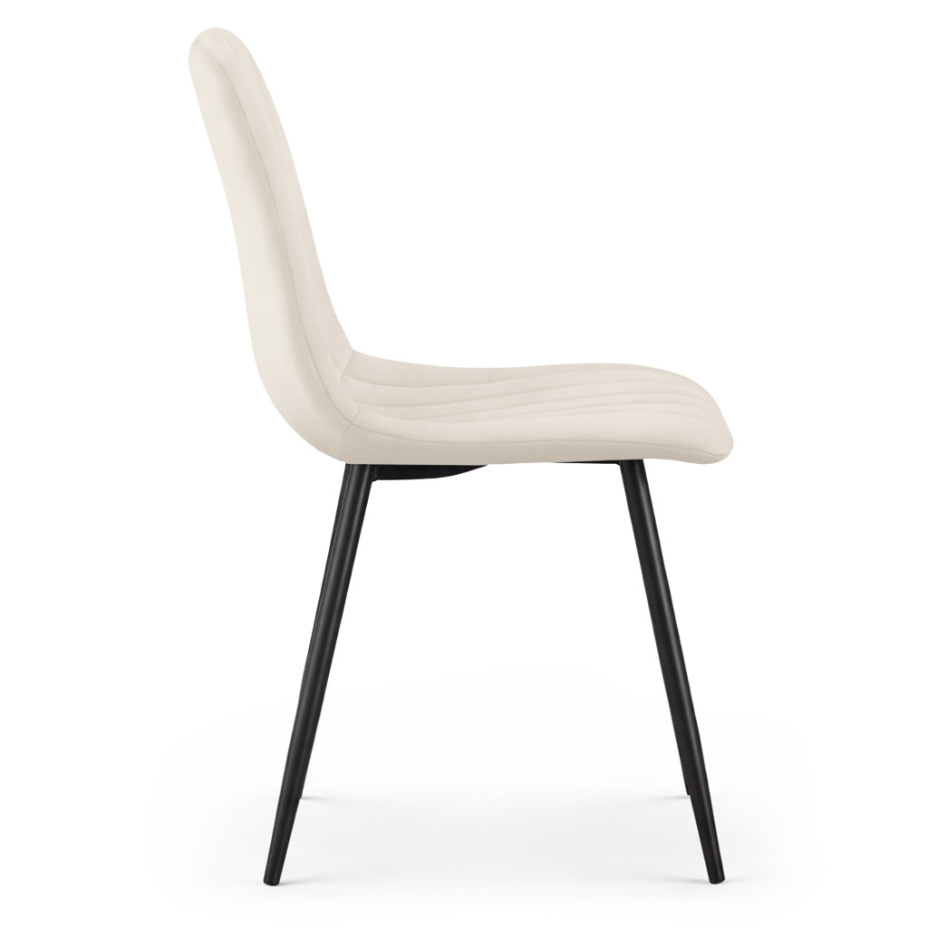 Set 4 scaune dining tapitate din catifea, capitonate Livo, 46x44x87 cm, maxim 130 kg, bej - imagine 9
