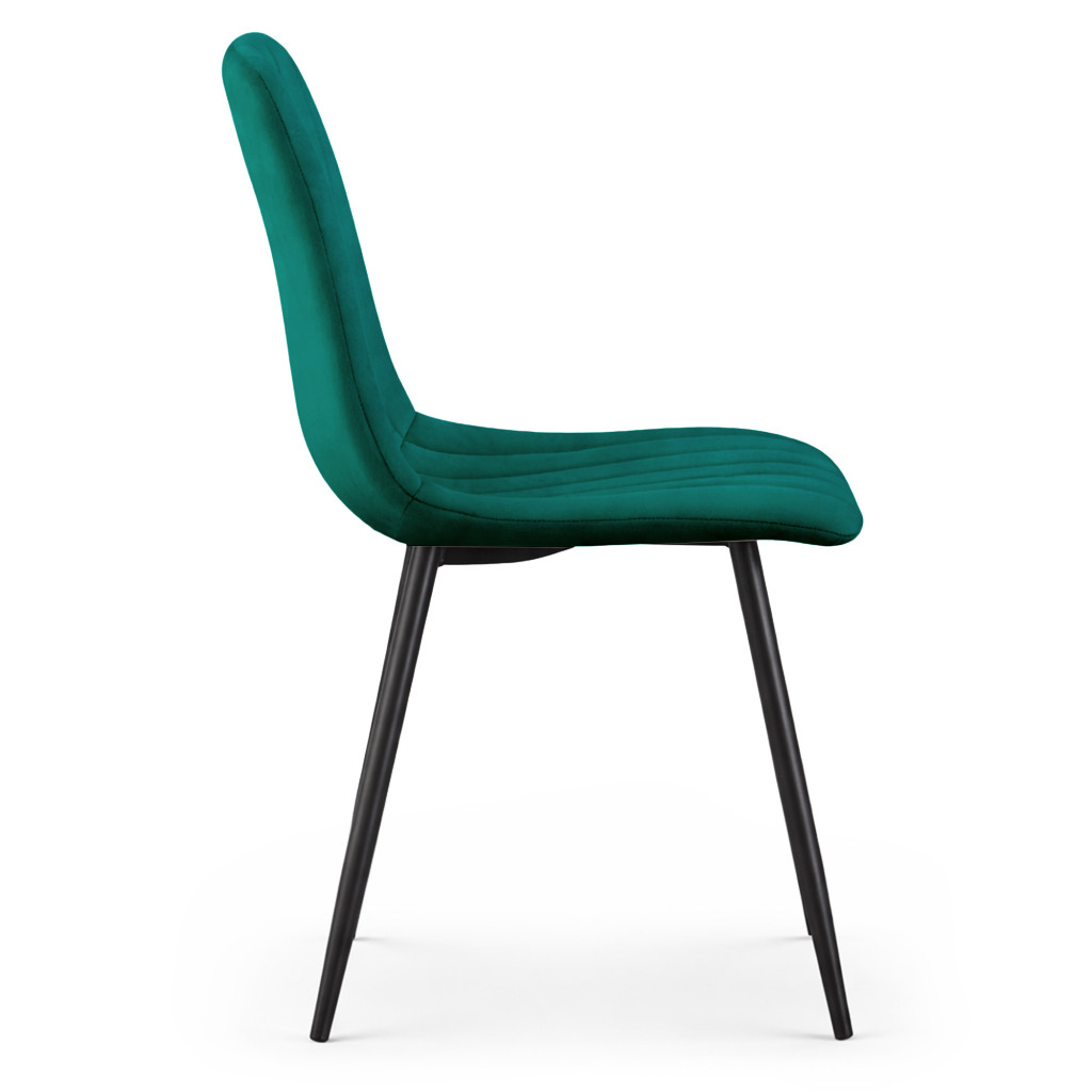 Set 4 scaune dining tapitate din catifea, capitonate Livo, 46x44x87 cm, maxim 130 kg, verde - imagine 2