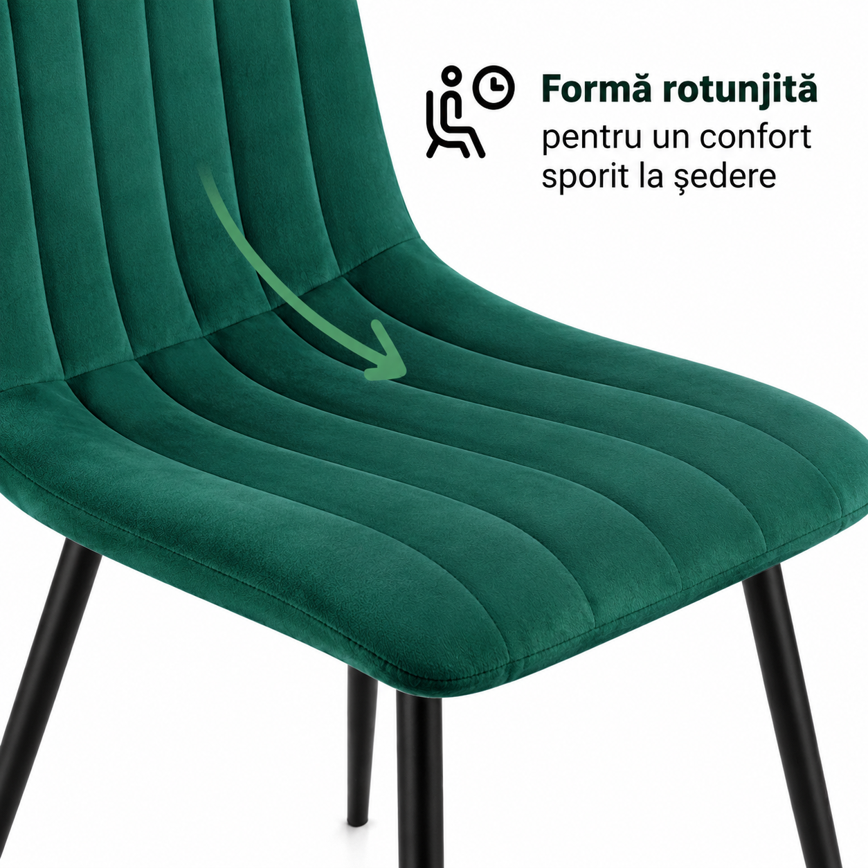 Set 4 scaune dining tapitate din catifea, capitonate Livo, 46x44x87 cm, maxim 130 kg, verde - imagine 3