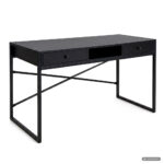 Birou stil industrial, MDF melaminat, cu 2 sertare si raft, cadru metalic, 123x48x81 cm, negru
