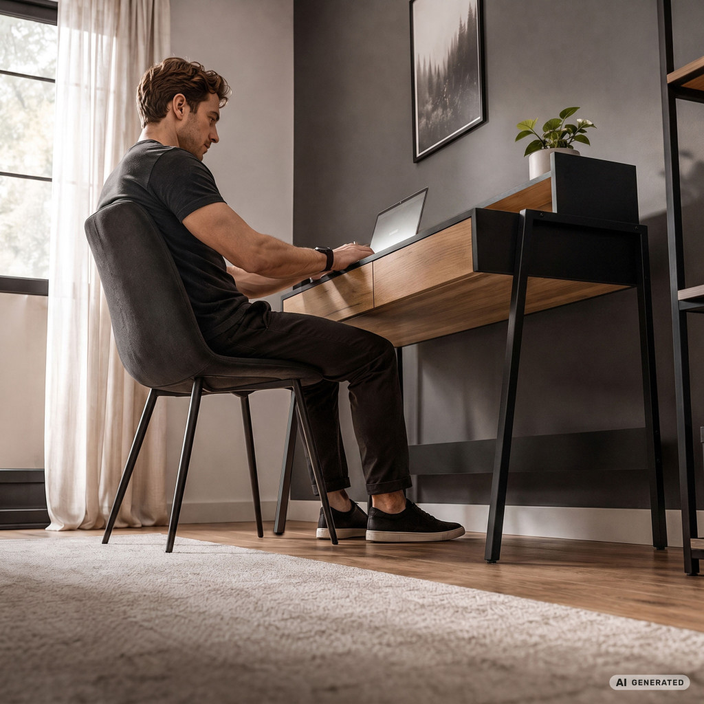 Birou compact, MDF melaminat, cu 2 sertare si raft, cadru metalic, 78x48x95 cm, stejar craft si negru - imagine 5