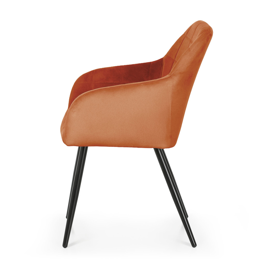 Set 2 scaune dining tapitate cu velur Luxano, cusaturi patrate, 54x58x82 cm, aramiu - imagine 4