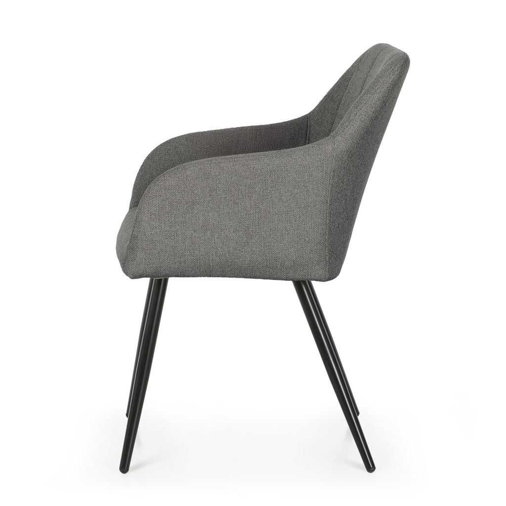 Set 2 scaune dining tapitate cu velur Luxano, cusaturi patrate, 54x58x82 cm, gri inchis - imagine 4