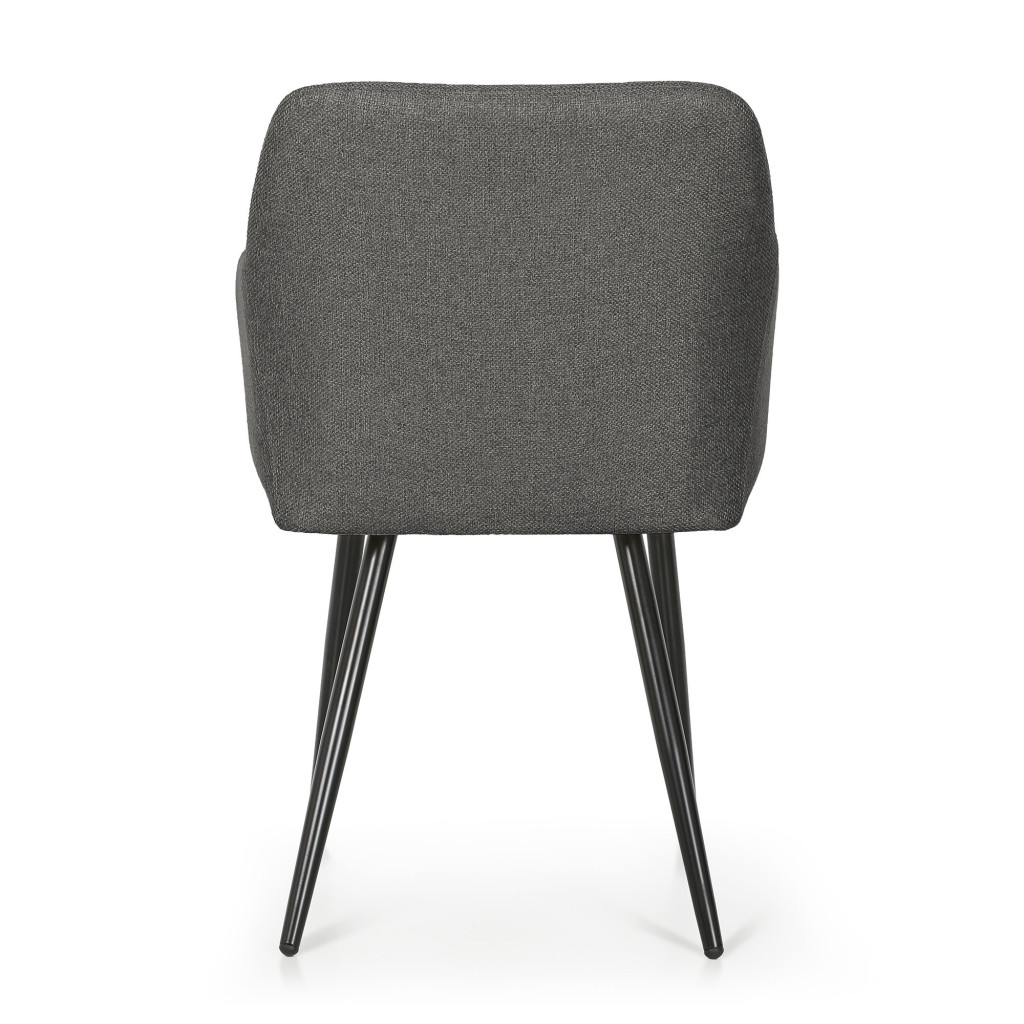 Set 2 scaune dining tapitate cu velur Luxano, cusaturi patrate, 54x58x82 cm, gri inchis - imagine 6