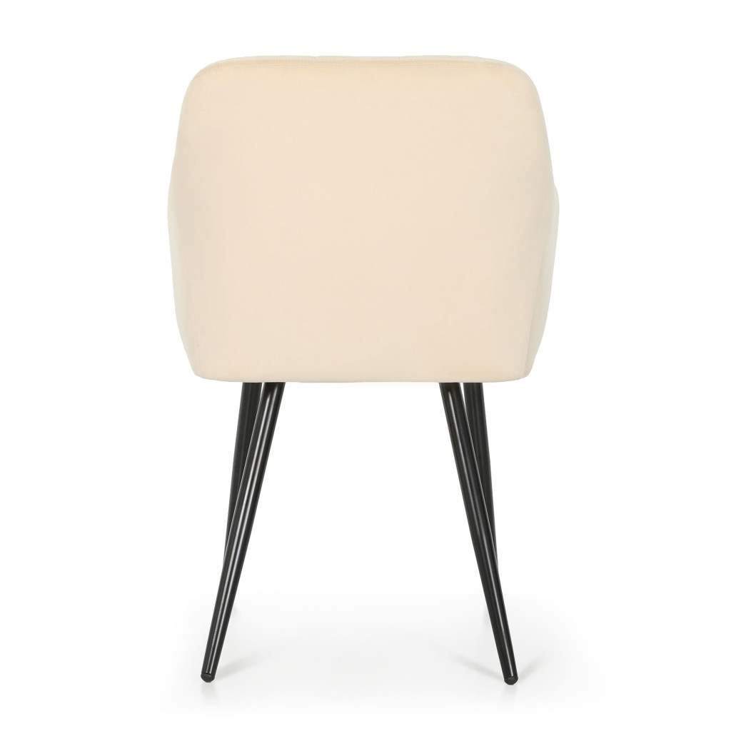 Set 2 scaune dining tapitate cu velur Luxano, cusaturi patrate, 54x58x82 cm, bej deschis - imagine 5