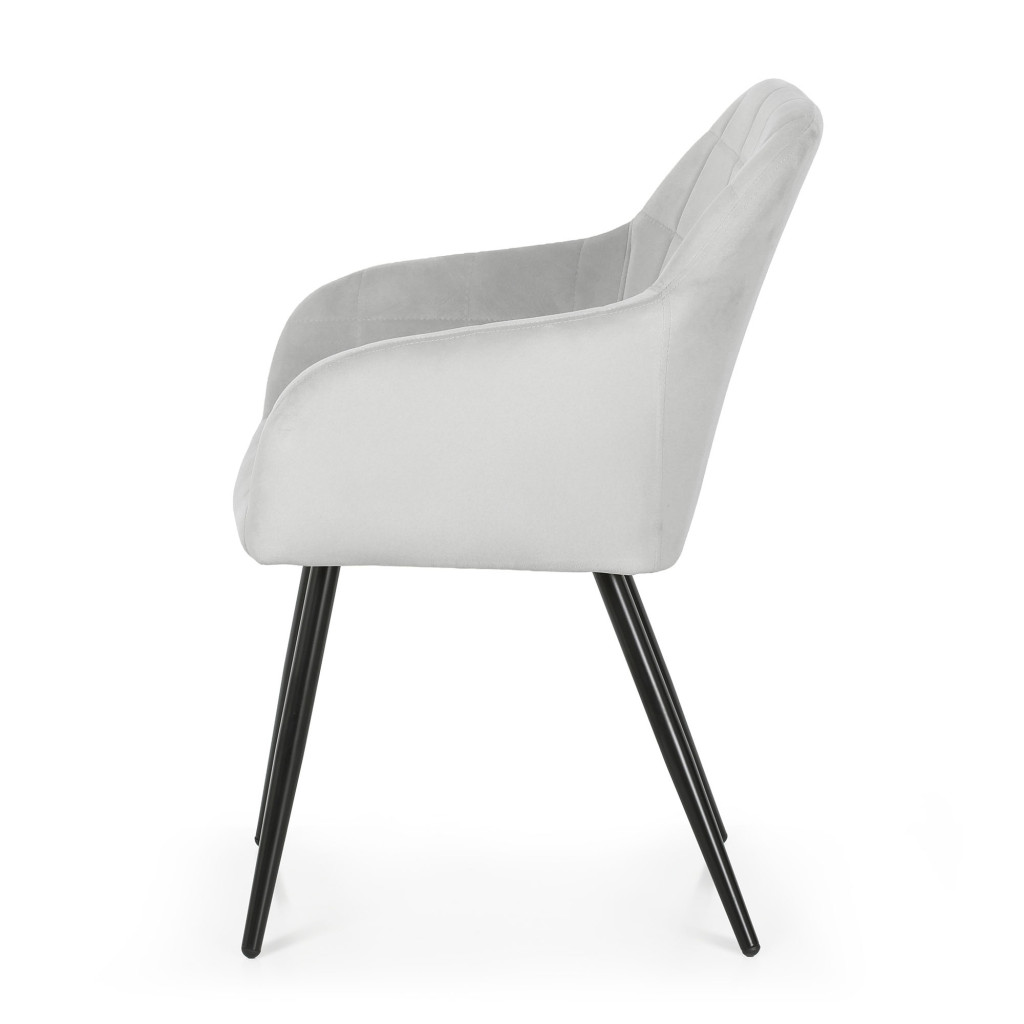 Set 2 scaune dining tapitate cu velur Luxano, cusaturi patrate, 54x58x82 cm, gri - imagine 4