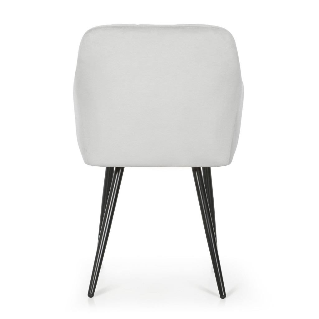 Set 2 scaune dining tapitate cu velur Luxano, cusaturi patrate, 54x58x82 cm, gri - imagine 6