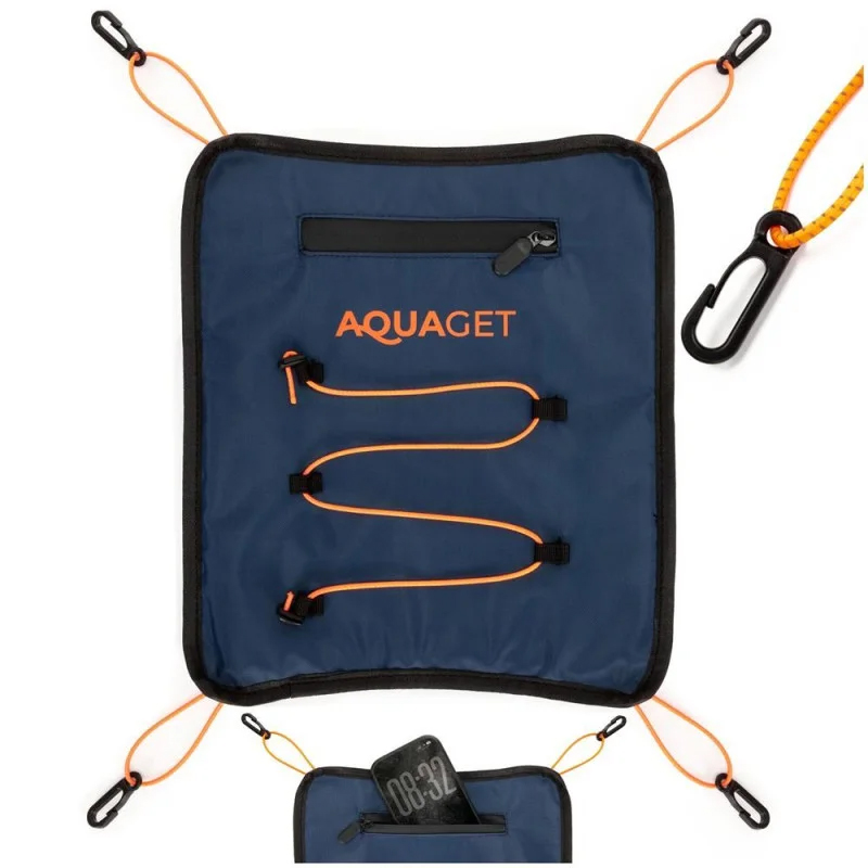 Geanta impermeabila pentru placa SUP, buzunar pentru telefon si sistem prindere cu cordon bungee, 28x30 cm, bleumarin - imagine 9