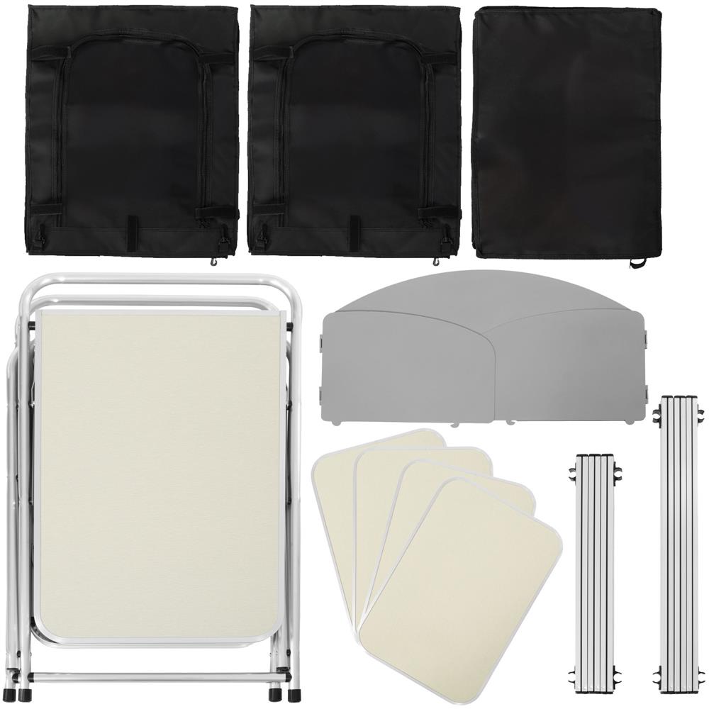 Bucatarie de camping pliabila cu 3 blaturi MDF, cadru aluminiu, portabila pentru exterior, 175x45x110 cm, gri - imagine 3