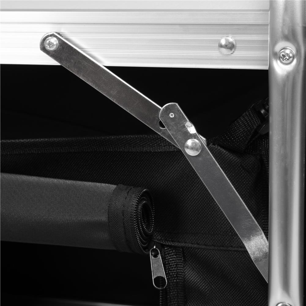 Bucatarie de camping pliabila cu 3 blaturi MDF, cadru aluminiu, portabila pentru exterior, 175x45x110 cm, gri - imagine 26