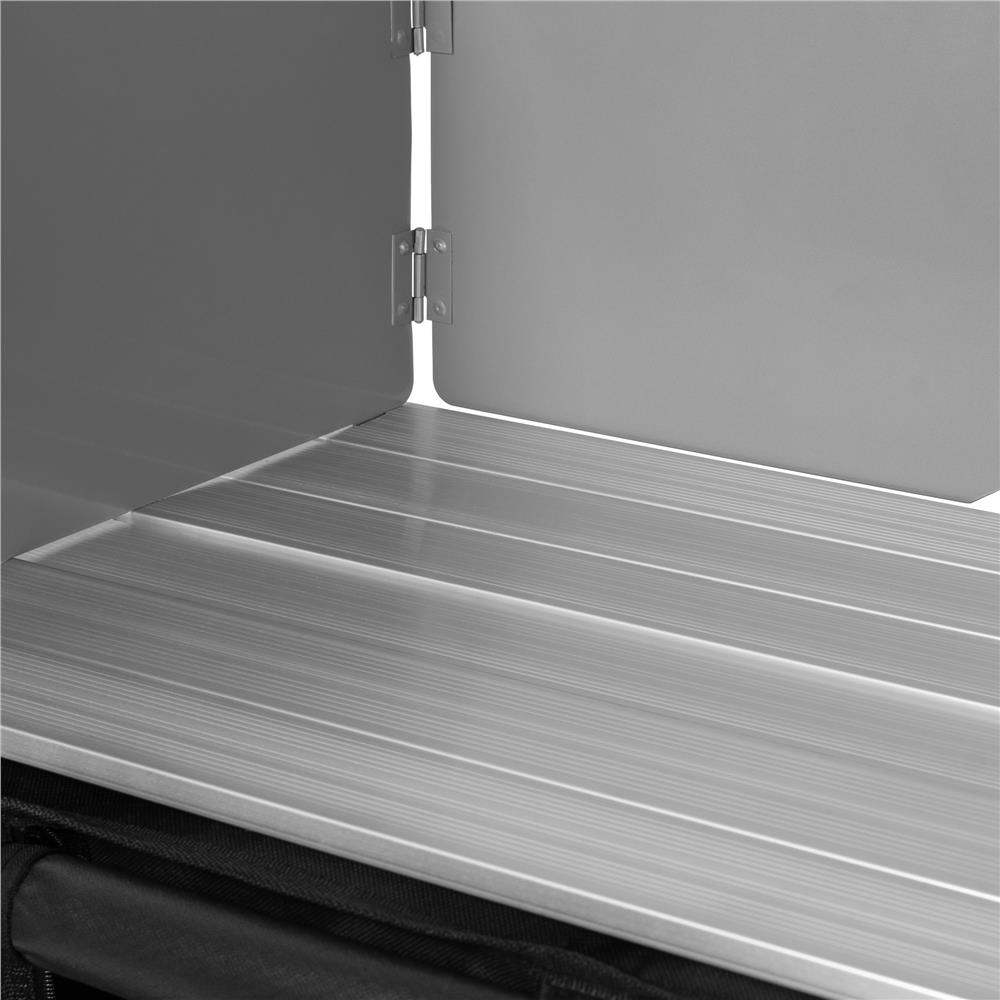 Bucatarie de camping pliabila cu 3 blaturi MDF, cadru aluminiu, portabila pentru exterior, 175x45x110 cm, gri - imagine 31