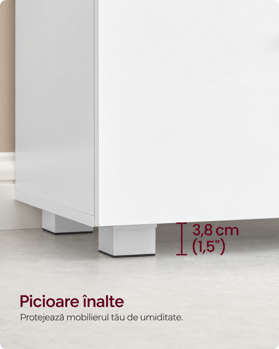 VASAGLE Dulap de baie sub lavoar cu 2 sertare glisante si 6 compartimente pentru organizare, compatibil cu lavoare fara piedestal, (nu include lavoar), 60x30x64 cm, alb - imagine 5