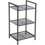SONGMICS Raft metalic cu 3 niveluri, polite ajustabile, pentru baie sau bucatarie, stil industrial, 38x30x72 cm, negru