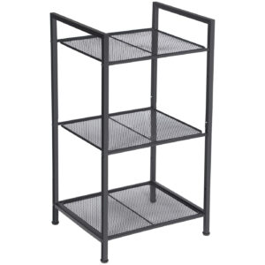 SONGMICS Raft metalic cu 3 niveluri, polite ajustabile, pentru baie sau bucatarie, stil industrial, 38x30x72 cm, negru