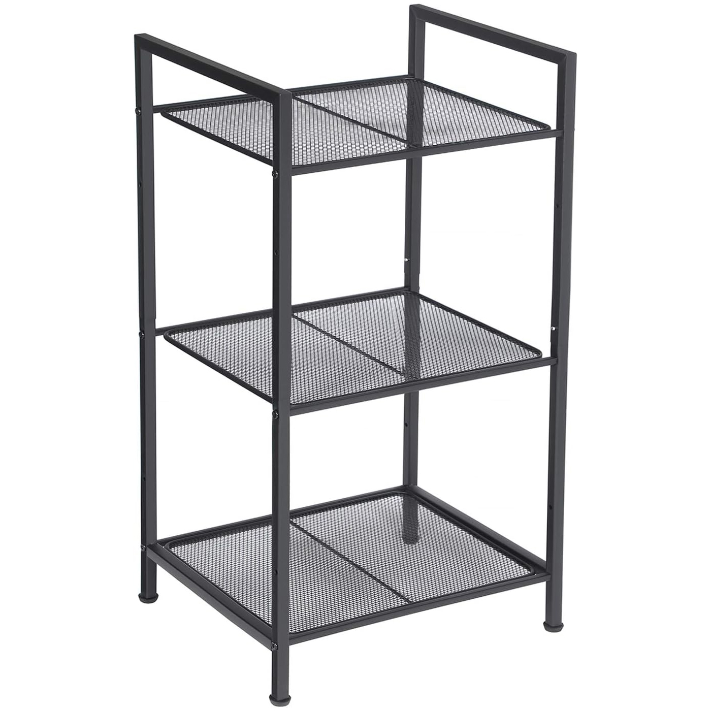 SONGMICS Raft metalic cu 3 niveluri, polite ajustabile, pentru baie sau bucatarie, stil industrial, 38x30x72 cm, negru