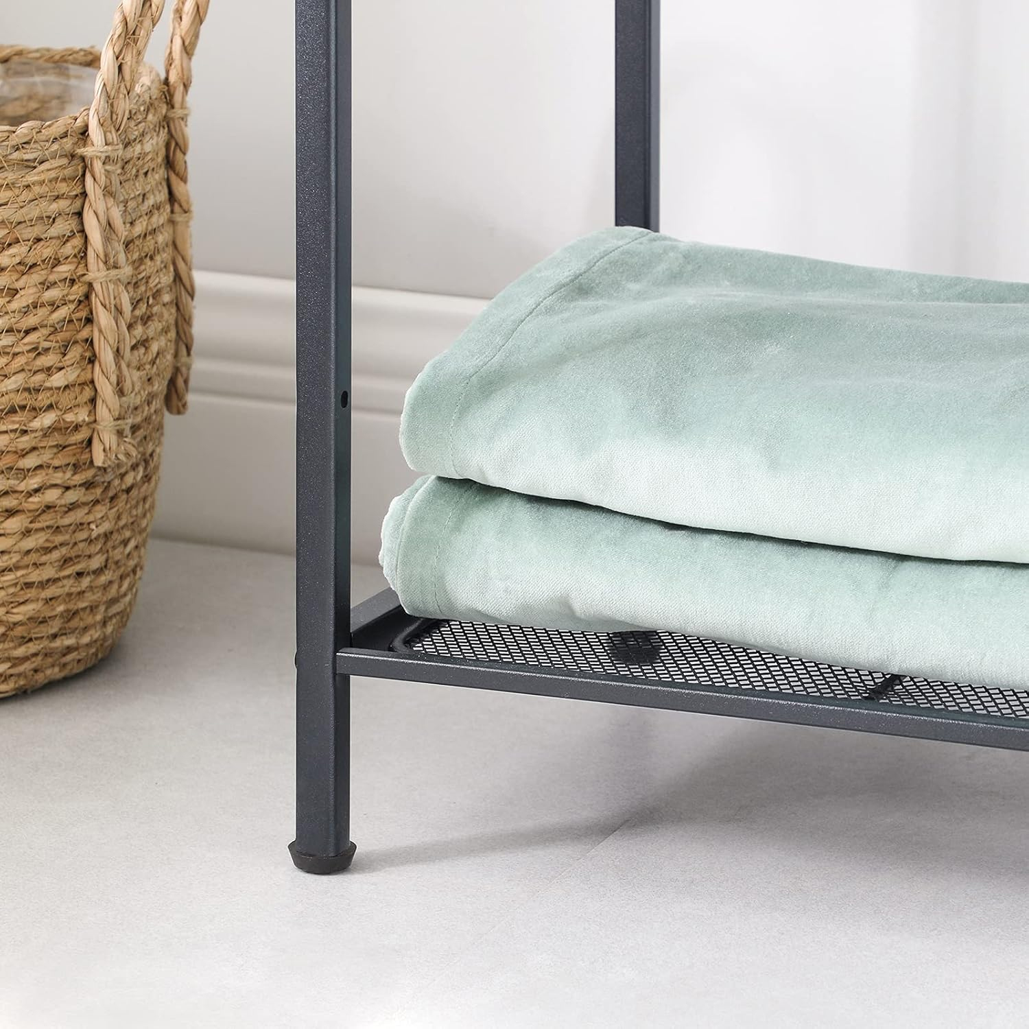 SONGMICS Raft metalic cu 3 niveluri, polite ajustabile, pentru baie sau bucatarie, stil industrial, 38x30x72 cm, negru - imagine 7