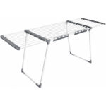 SONGMICS Uscator de rufe pliabil cu aripi extensibile, 22 m spatiu de uscare pentru aproximativ 2 masini de rufe, latime reglabila 114-200 cm, capacitate 24 kg, structura metalica rezistenta, alb si gri