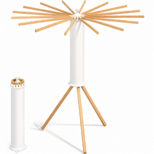 SONGMICS Uscator de rufe pliabil si rotativ din lemn de fag, cu 16 brate extensibile si reglabile individual, structura stabila, sistem de pliere rapida cu pedala pentru depozitare compacta, 24 kg, 112x112 cm, natur