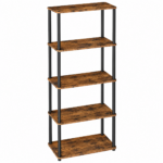 VASAGLE Raft ingust pentru depozitare, 5 niveluri, design compact, 60x24x139 cm, maro rustic si negru